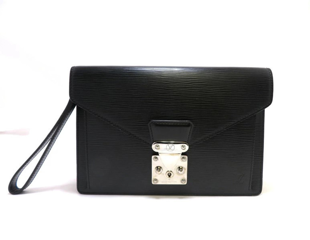 Louis Vuitton Clutch Bag Pochette Cellier Dragonne Epi Noir Black